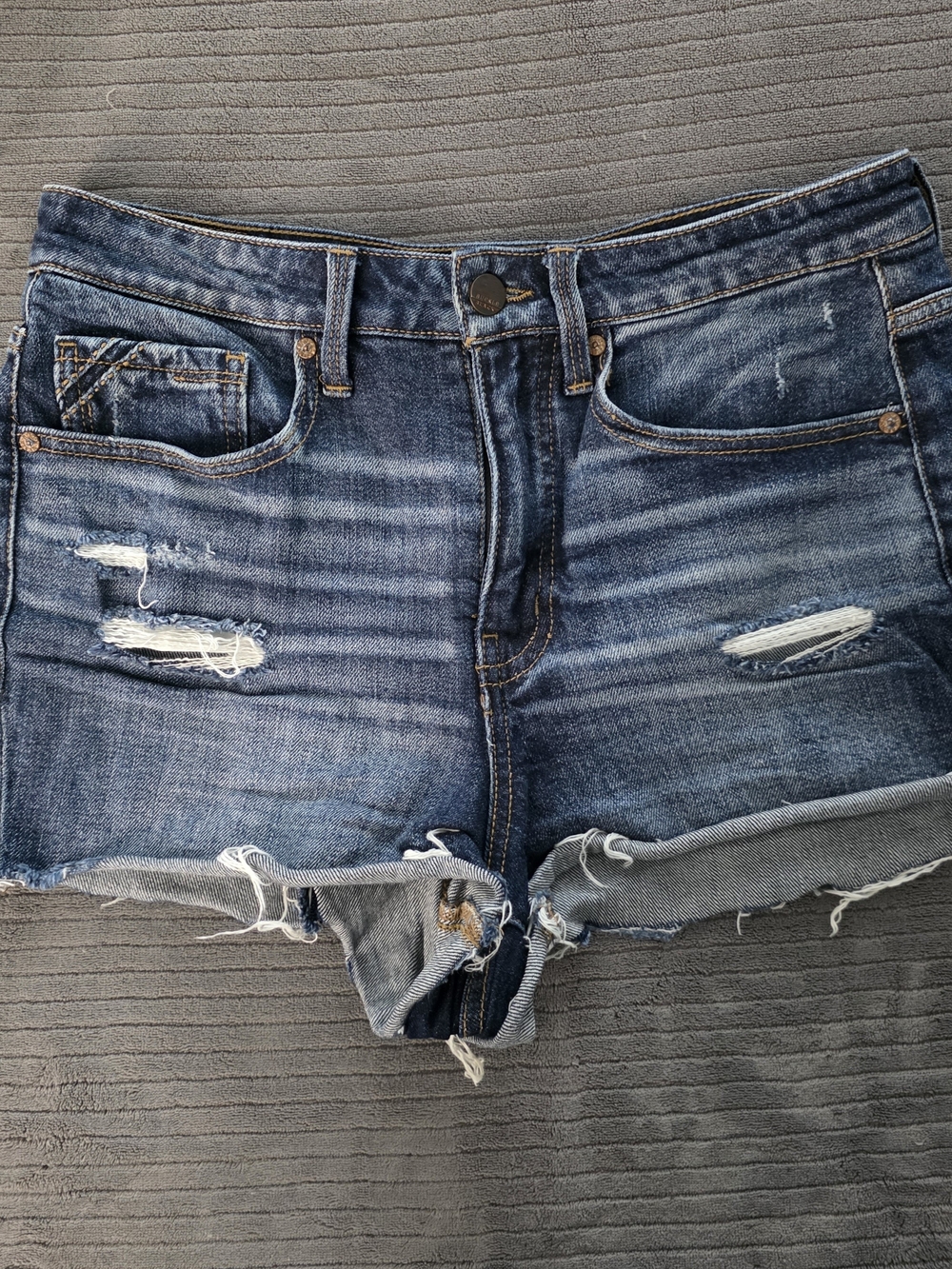 Buckle Black Fit No 35 Distressed Denim Shorts 29 High Rise Raw Hem Dark Wash